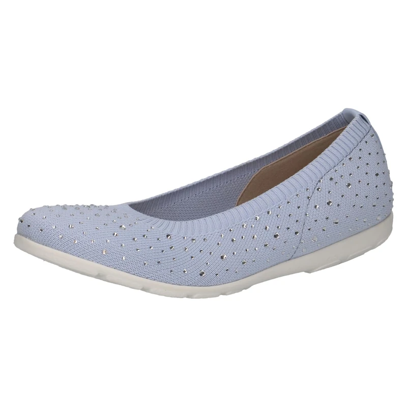 CAPRICE Women's Glitter Ballet Flats Comfortable, Blue (Lt.Blue Knit), 6.5 UK