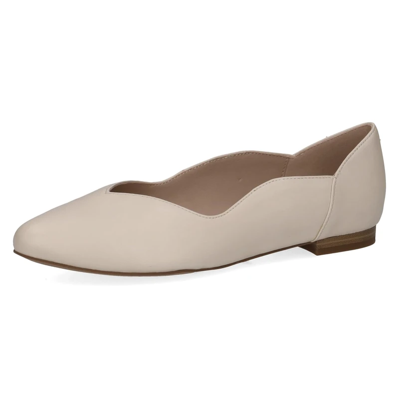 CAPRICE Women Ballet Flats Leather Elegant, Cream (Offwhite Nappa), 3.5 UK