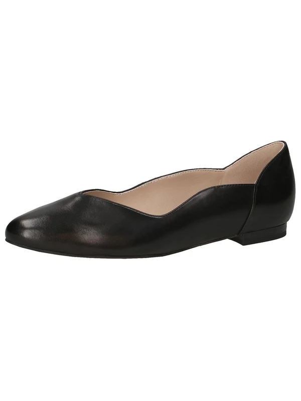 CAPRICE Women Ballet Flats Leather Elegant, Black (Black Nappa), 7.5 UK