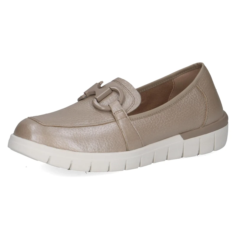 CAPRICE Comfort Women's Leather Slip-ons with Buckle, Beige (Taupe Per.Deer), 6 UK