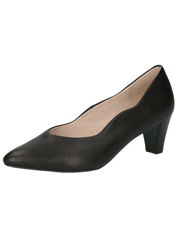 CAPRICE Women Pumps Leather with Cone Heel, Black (Black Nappa), 4.5 UK