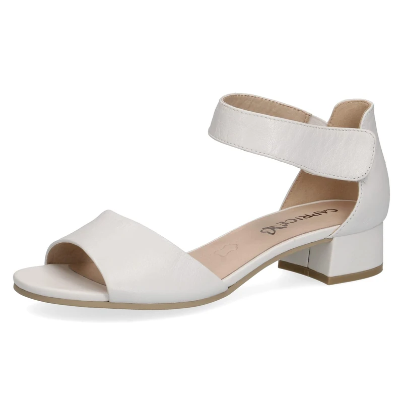 CAPRICE Women Sandals with Heel Leather Straps, White (White Nappa), 8 UK