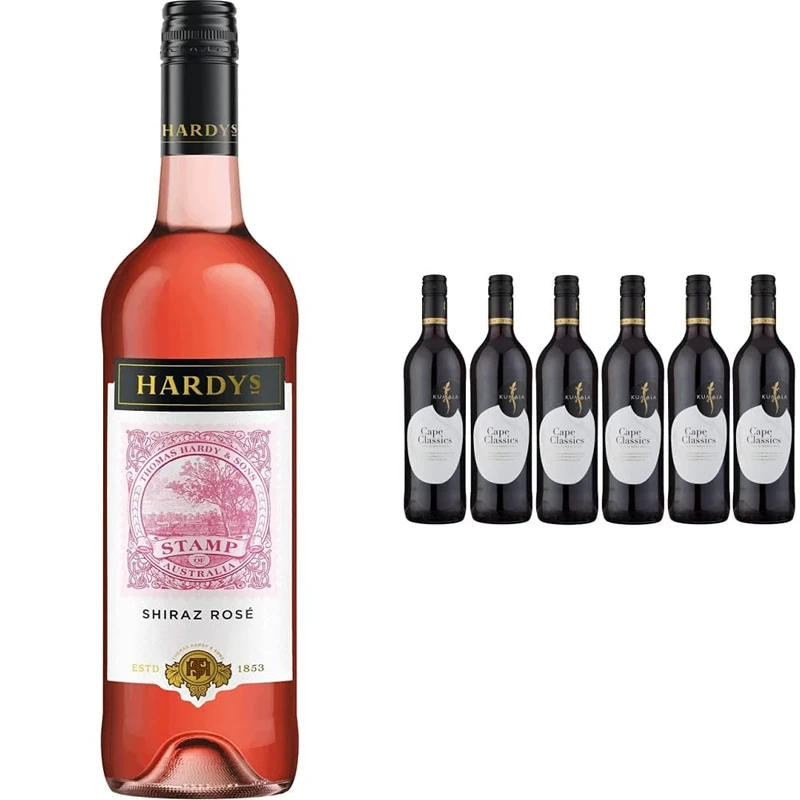 Hardys Stamp of Australia Shiraz Rose Wine, 75 cl (Case of 6) & Kumala Cape Classic Red Wine, 6 x 750ml