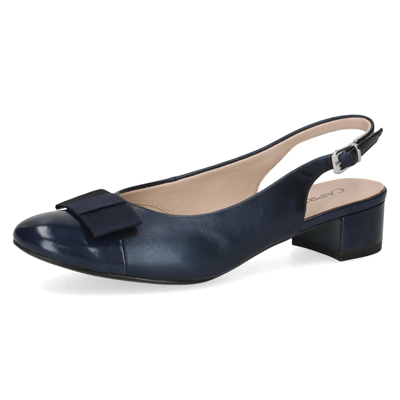 CAPRICE Women Slingback Pumps Bow Elegant, Blue (Navy Comb), 5.5 UK