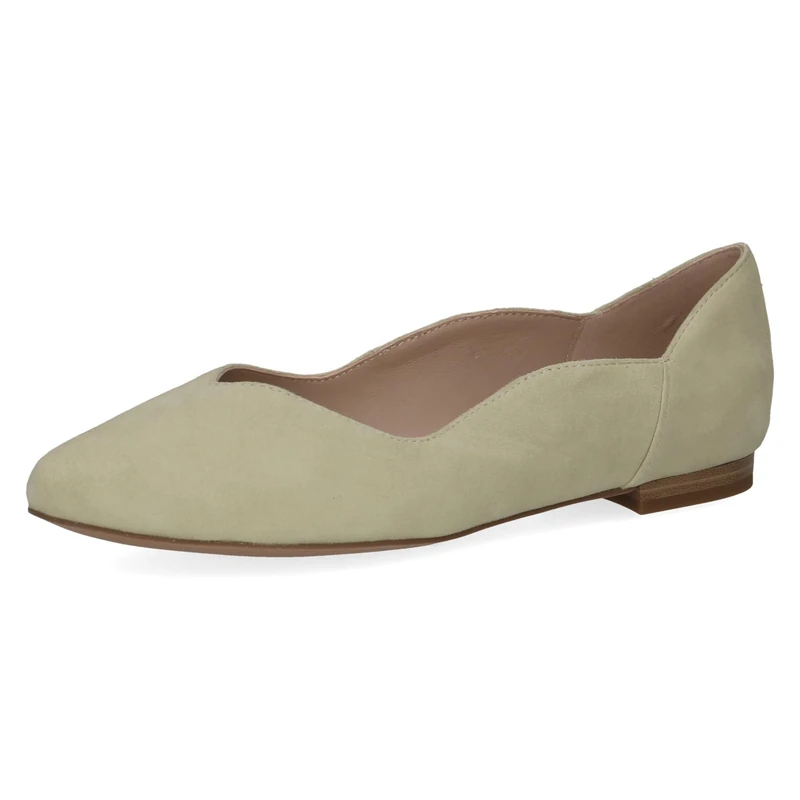 CAPRICE Women Ballet Flats Leather Elegant, Beige (Apple Suede), 3.5 UK