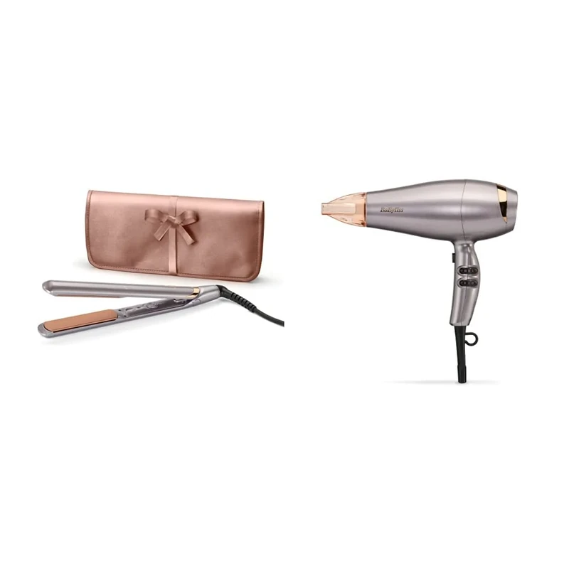 BaByliss Elegance 235C Hair Straighteners, Floating Ceramic Plates, Smooth Styling, Worldwide Use & Elegance 2100 Hair Dryer