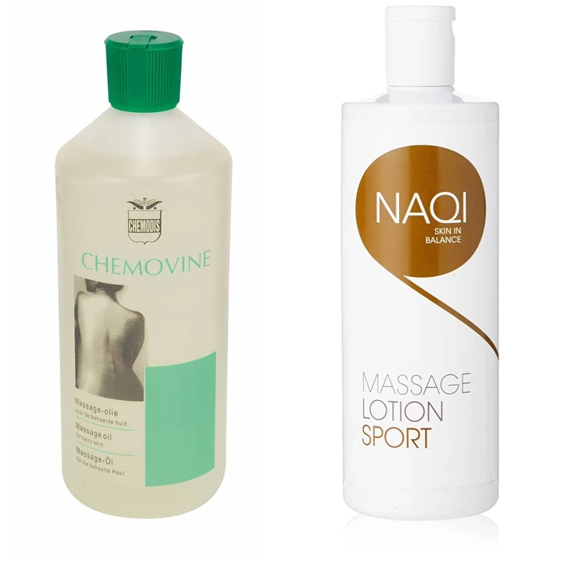 Chemovine Hypoallergenic Massage Oil - 500 ml & NAQI Massage Lotion, Sports Massage Oil Rich Lotion, Provides Intense Hydration, Pre Workout & Post Workout Recovery Treatment