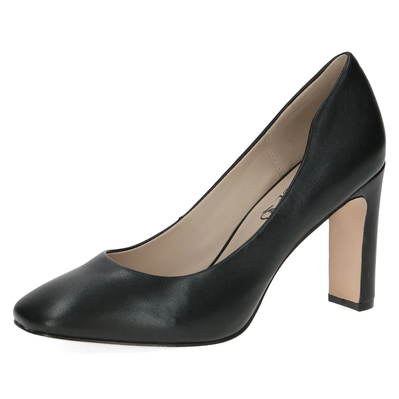 CAPRICE Women Pumps Leather Block Heel, Black (Black Nappa), 3.5 UK - Image 1