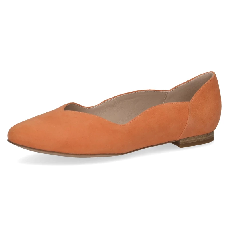 CAPRICE Women Ballet Flats Leather Elegant, Orange (Orange Suede), 4 UK