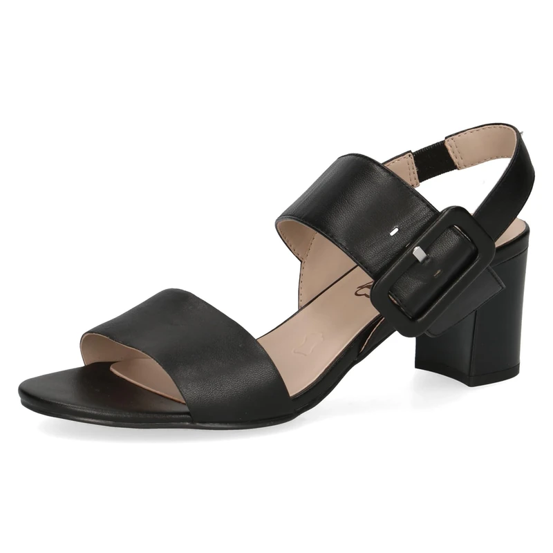 CAPRICE Women Sandals Heeled Leather with Footbed, Black (Black Nappa), 6 UK