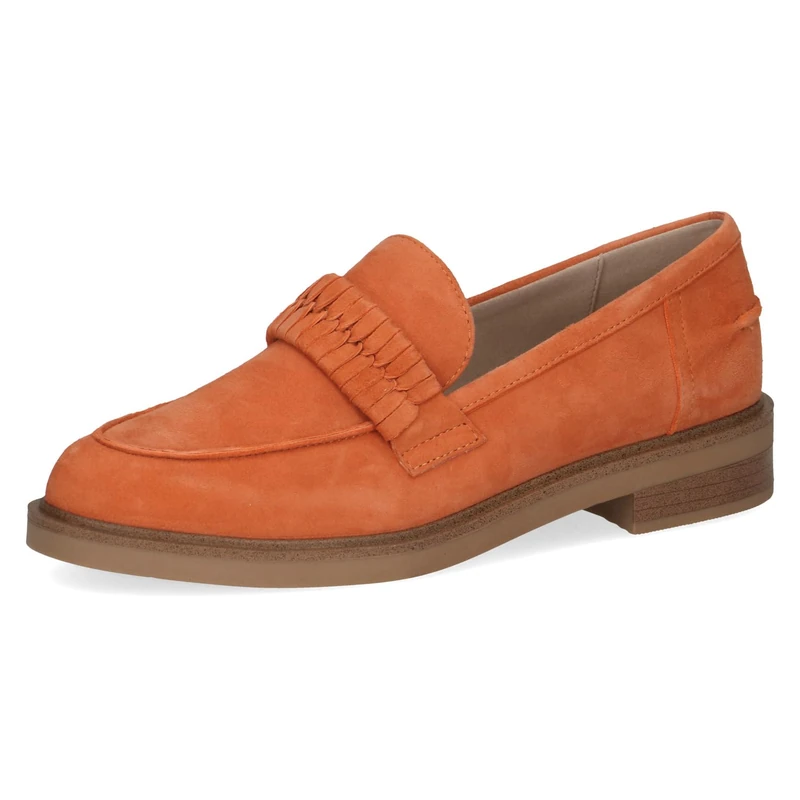CAPRICE Women's Leather Loafers with Block Heel, Orange (Orange Suede), 6.5 UK