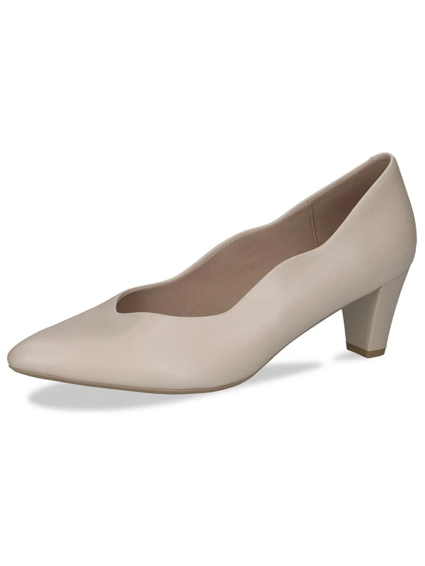 CAPRICE Women Pumps Leather with Cone Heel, Cream (Cream Perlato), 4.5 UK