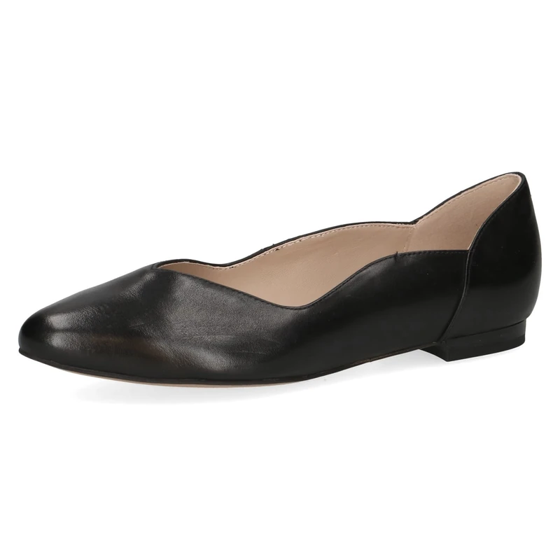 CAPRICE Women Ballet Flats Leather Elegant, Black (Black Nappa), 6 UK