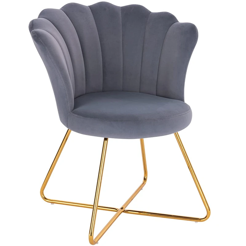 BAKAJI Grey Recliner Chair with Backrest and Seat Velvet with Metal Frame, Metal, Standard