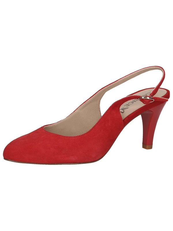 CAPRICE Women Slingback Pumps Leather Elegant, Red (Red Suede), 5.5 UK - Image 1