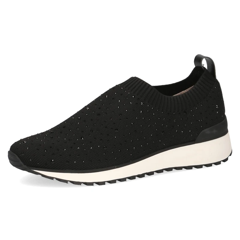 CAPRICE Women's Slip-on Sneakers Without Laces for Slipping on, Black (Black Knit), 7.5 UK