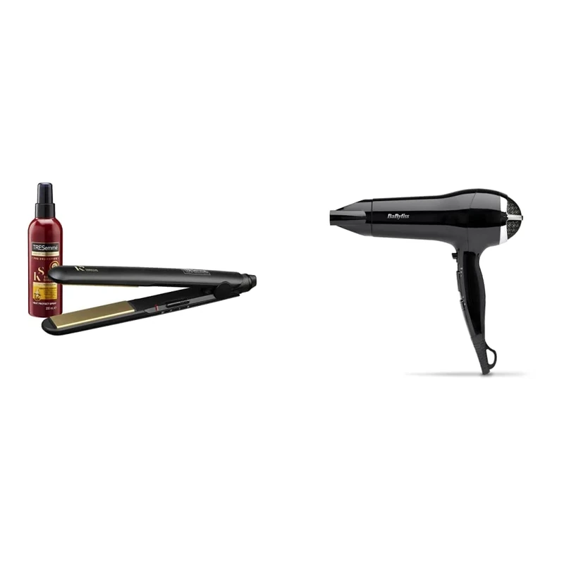 TRESemme Keratin Smooth Control Number 230 Straightener, black & BaByliss Power Smooth 2400W Hair Dryer, Black, Fast, lightweight, ionic dryer