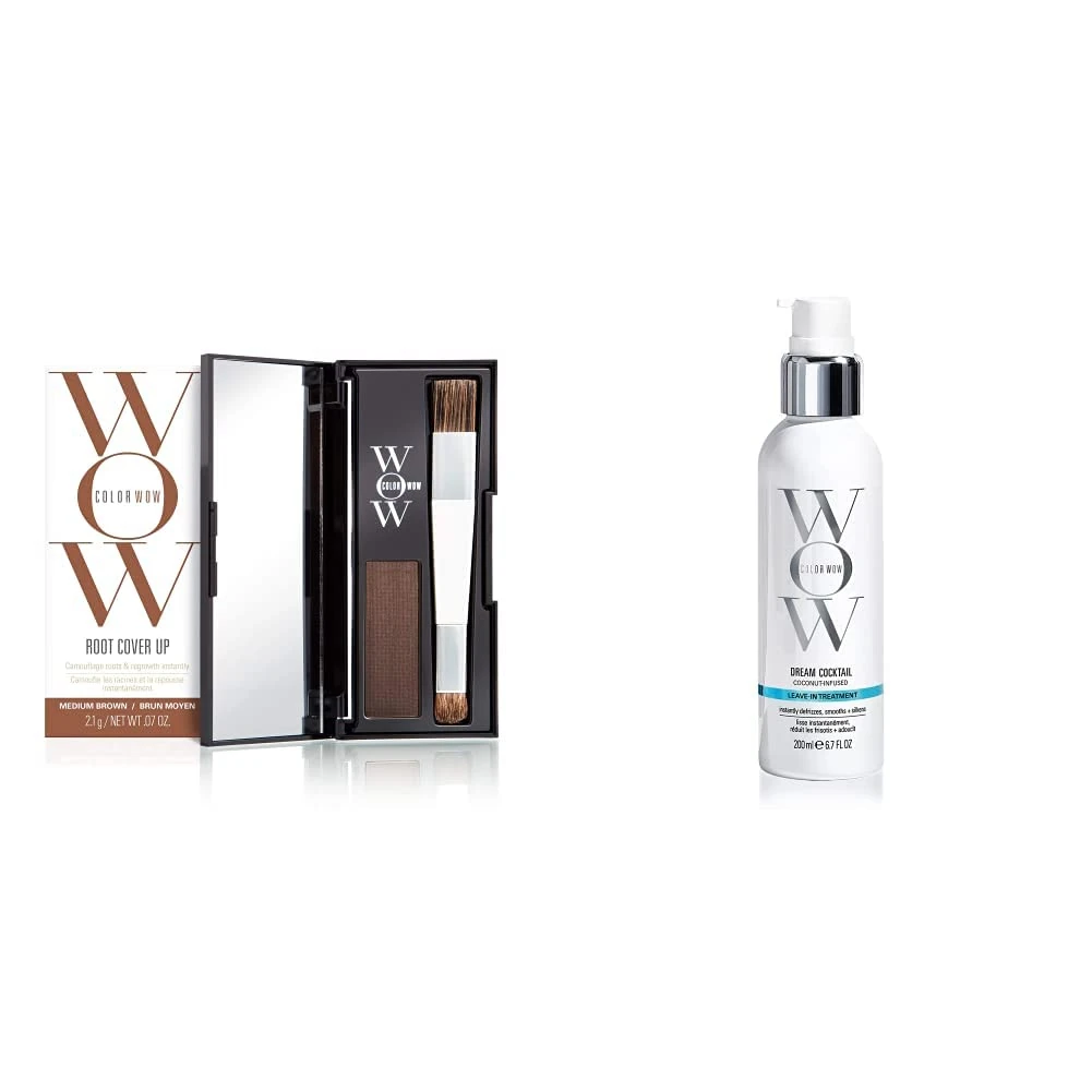 COLOR WOW Root Cover Up, Medium Brown, 2.1 g & Coconut Cocktail Bionic Tonic, 200 ml