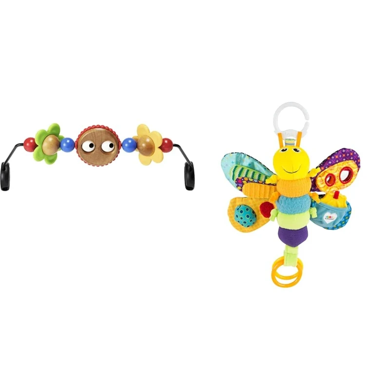BabyBjörn Toy for Bouncer, Googly eyes & LAMAZE Freddie The Firefly - Clip on Pram and Pushchair Newborn Baby Toy, Sensory Toy for Babies Boys and Girls From 0-6 Months