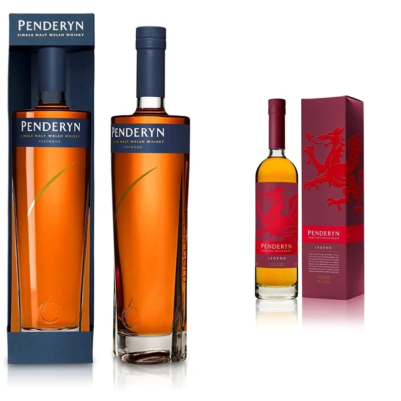 Penderyn Port Wood Finish, Welsh Single Malt Whisky 46% - 700ml & Single Malt Welsh Whisky - Legend 70cl, 41% ABV. Award Winning.