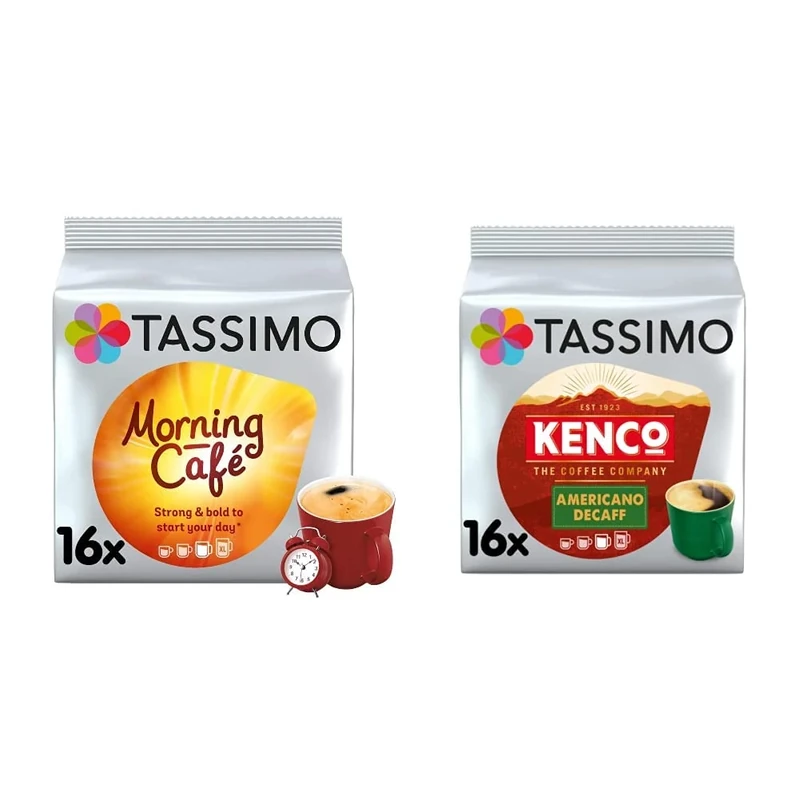Tassimo Morning Café & Kenco Americano Decaf Coffee Pods x160 (Pack of 5, Total 80 Drinks) - Medium Roast, Decaf, Capsule, Coffee Pods, 160 Count