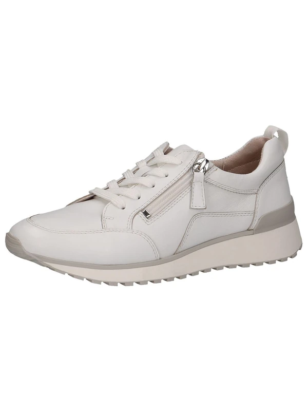 CAPRICE Women's Low-top Leather Sneakers with Zipper, White (White Nappa), 6.5 UK