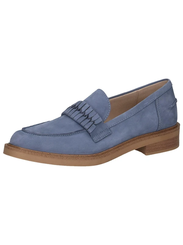CAPRICE Women's Leather Loafers with Block Heel, Blue (Jeans Nubuc), 5.5 UK