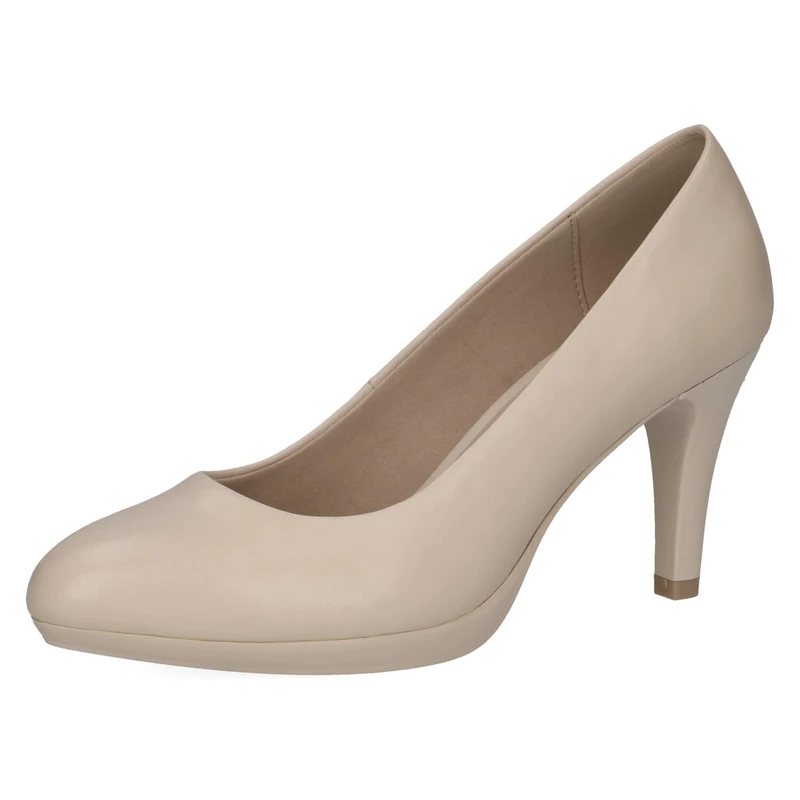 CAPRICE Women Pumps Leather with Cone Heel, Cream (Offwhite Nappa), 5.5 UK - Image 1