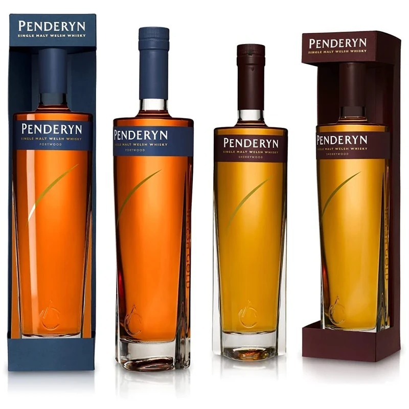 Penderyn Port Wood Finish, Welsh Single Malt Whisky 46% - 700ml & Sherry Wood Finish,Welsh Single Malt Whisky 46% - 700ml
