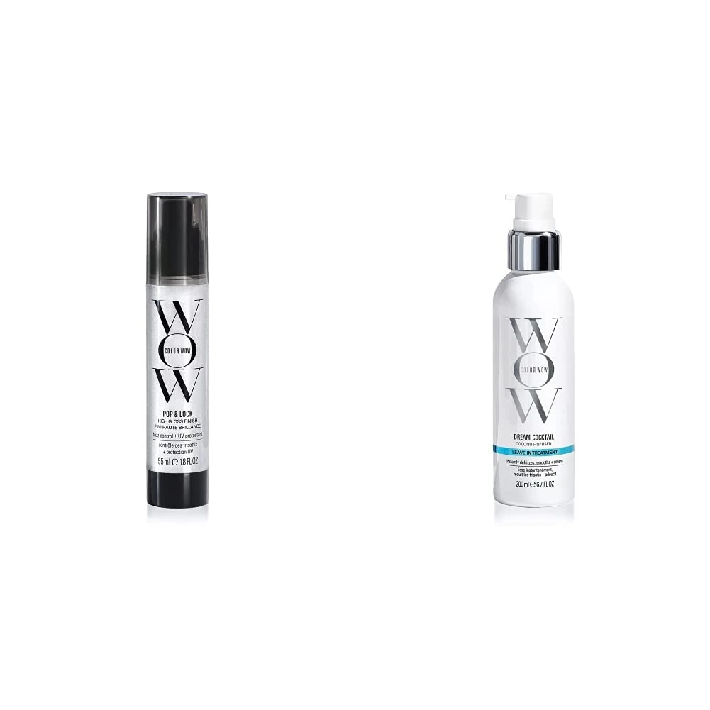 Color Wow Pop + Lock Frizz Control + Glossing Serum – Anti-frizz serum with heat protection & Coconut Cocktail Bionic Tonic, 200 ml