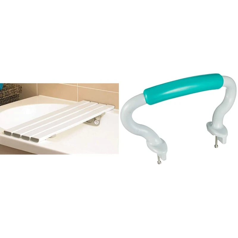 Homecraft Savanah Slatted Bath Board, Comfortable, and Stable, Quick Draining Design, Bathroom Aid, for Elderly, Disabled, Post Op 76 x 23cm & Handle for Savanah Slatted Bathboard or Shower Board