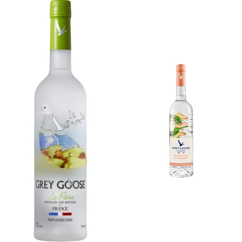 Grey Goose La Poire, Pear Flavoured Vodka, 70cl & Essences White Peach & Rosemary Natural Flavoured Vodka Spirit Drink, Made with Vodka, Infused With Real Fruits & Botanical Essences