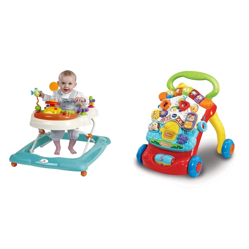 Babylo Twist About Baby Walker with Activities and Electronic Games, Height Adjustable and 120 Degree Padded Swivel seat & Vtech 505603 Baby Walker, Multi-Coloured, Multicolor