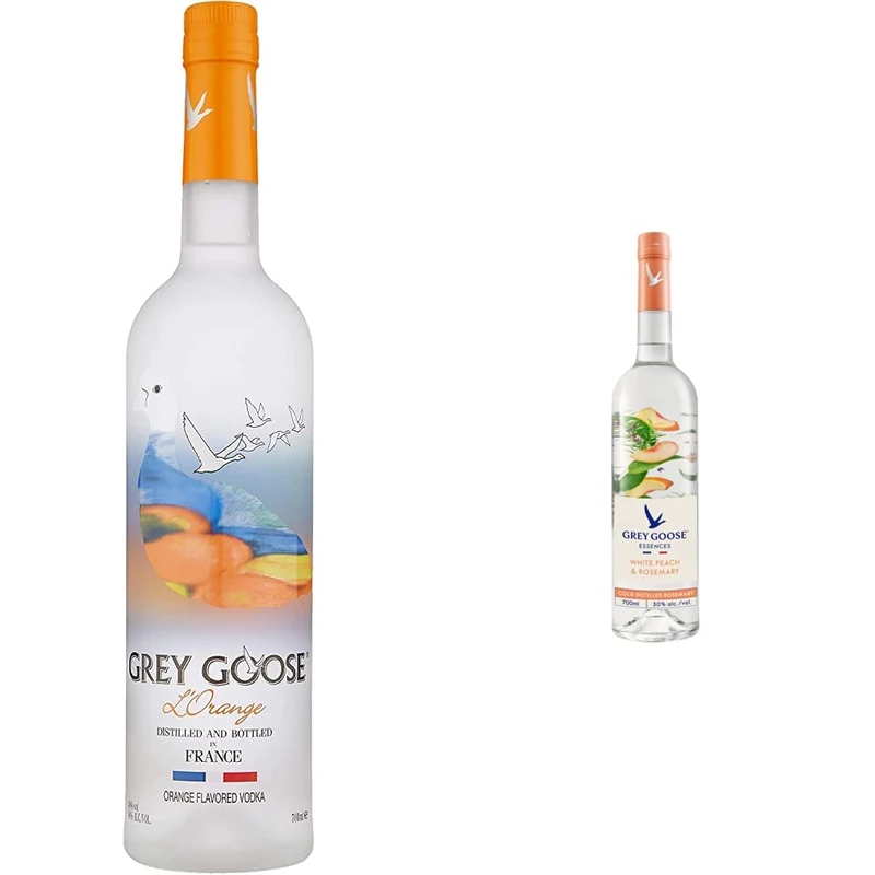 Grey Goose L'Orange Flavoured Vodka, 70cl & Essences White Peach & Rosemary Natural Flavoured Vodka Spirit Drink, Made with Vodka, Infused With Real Fruits & Botanical Essences, 30% ABV, 70cl / 700ml