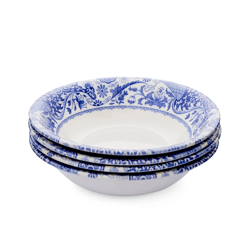 Spode Brocato Set of 4 20cm Cereal Bowls,Blue & White