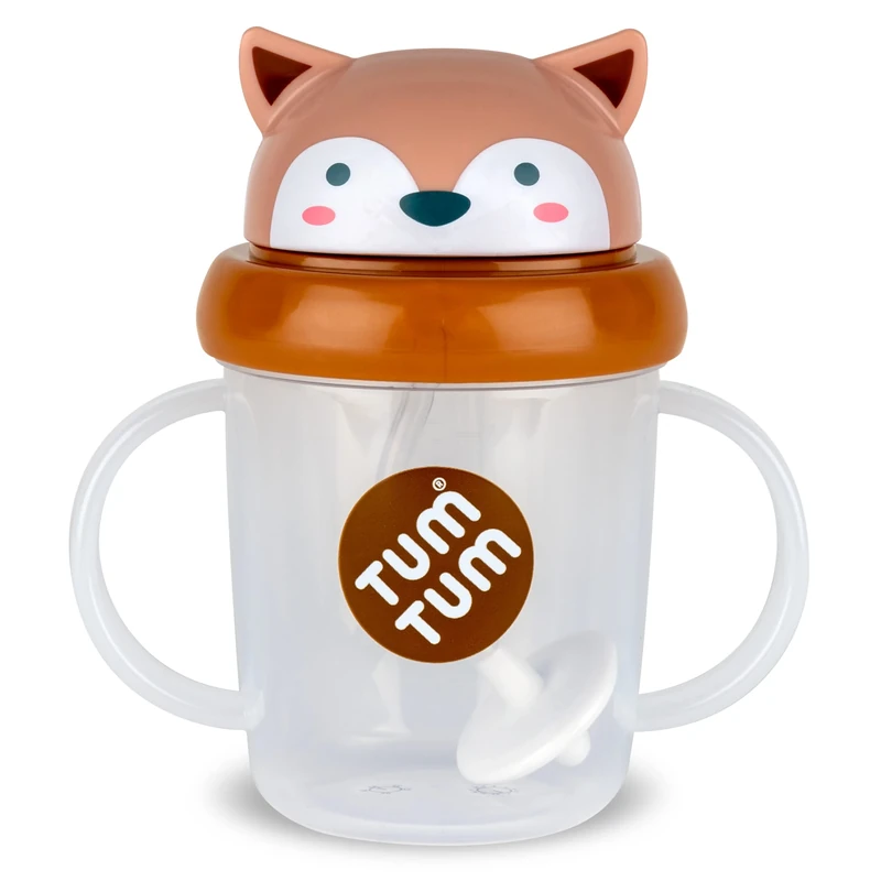 TUM TUM Tippy Up Free Flow Sippy Cup (No Valve), Sippy Cup for Toddlers, 200ml, BPA Free (Fergus Fox S3)