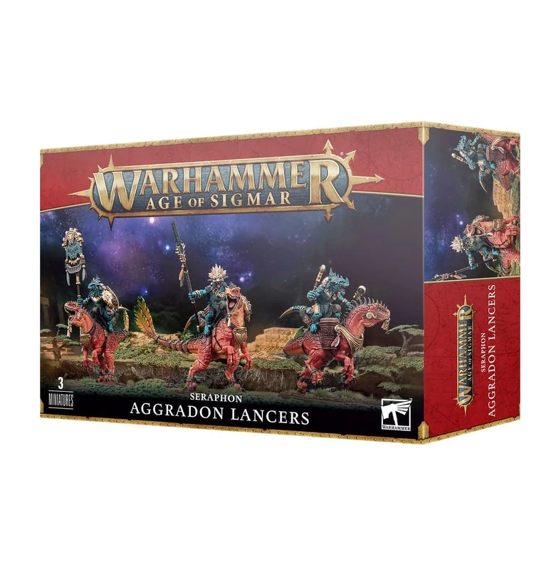 Games Workshop Warhammer Age of Sigmar Seraphon: Aggradon Lancers, Green and Brown