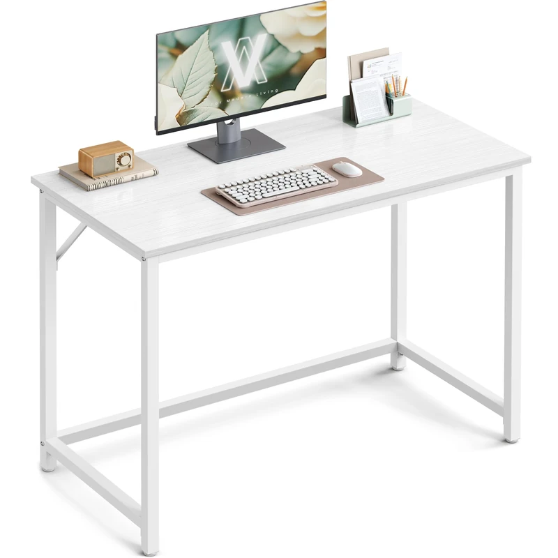 VASAGLE Computer Desk, Office Desk, 100 x 50 x 76 cm, for Study, Bedroom, Living Room, Maple White and Cloud White LWD041W44