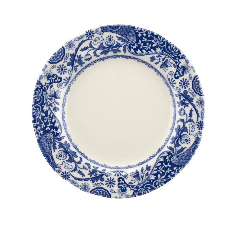 Spode x Brocato Set of 4 Blue Italian Dinner Plates - Quality Earthenware, Brocato Motif with Blue and White Oriental Border, Made in England, Dishwasher and Microwave Safe, 20cm