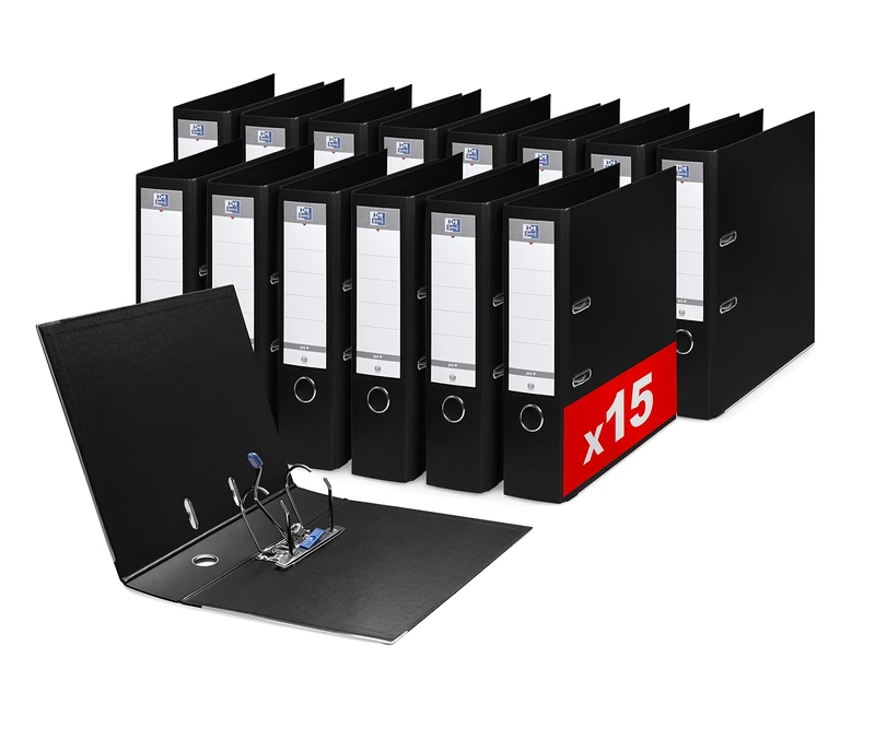 OXFORD Smart Pro Folder + A4XL Spine 80 mm 2 D-Rings Polypro Cover Black Pack of 15