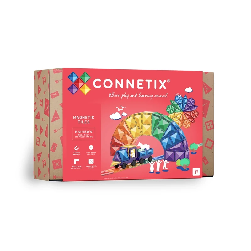 Connetix Magnetic Tiles Rainbow Mega Pack, 212 Pieces