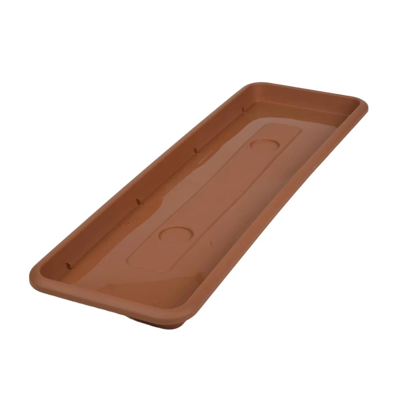 B2C Pot Rectangle Drip Trays Indoor Outdoor Plant Saucer Plastic Tray Saucers (56.7cm x 15.5cm, Terracotta)