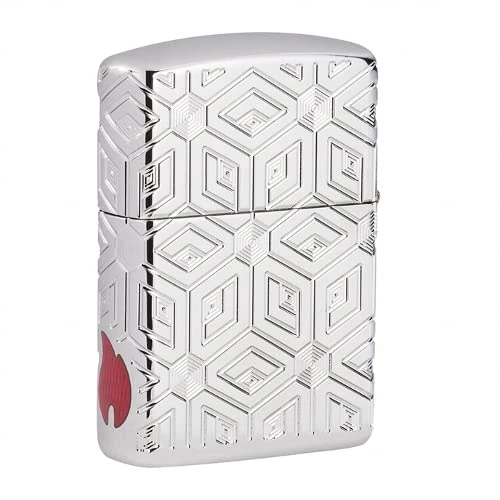 Zippo, “Boxes All Over” design lighter in durable metal, Real windproof lighter, ideal for outdoors, refillable and guaranteed for life, Boxes All Over Design
