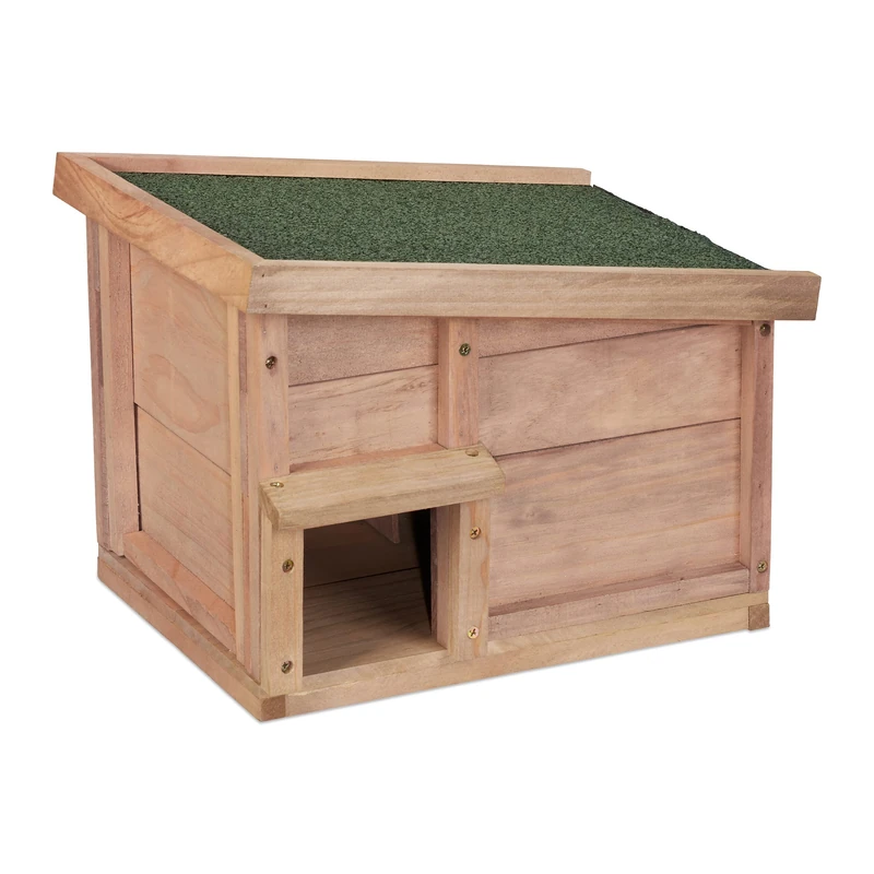 Relaxdays Hedgehog House, Hotel with Base, 2 Chambers, Shelter, Garden, Dimensions: 30x40x34 cm, Wood, 30 x 40 x 34 cm