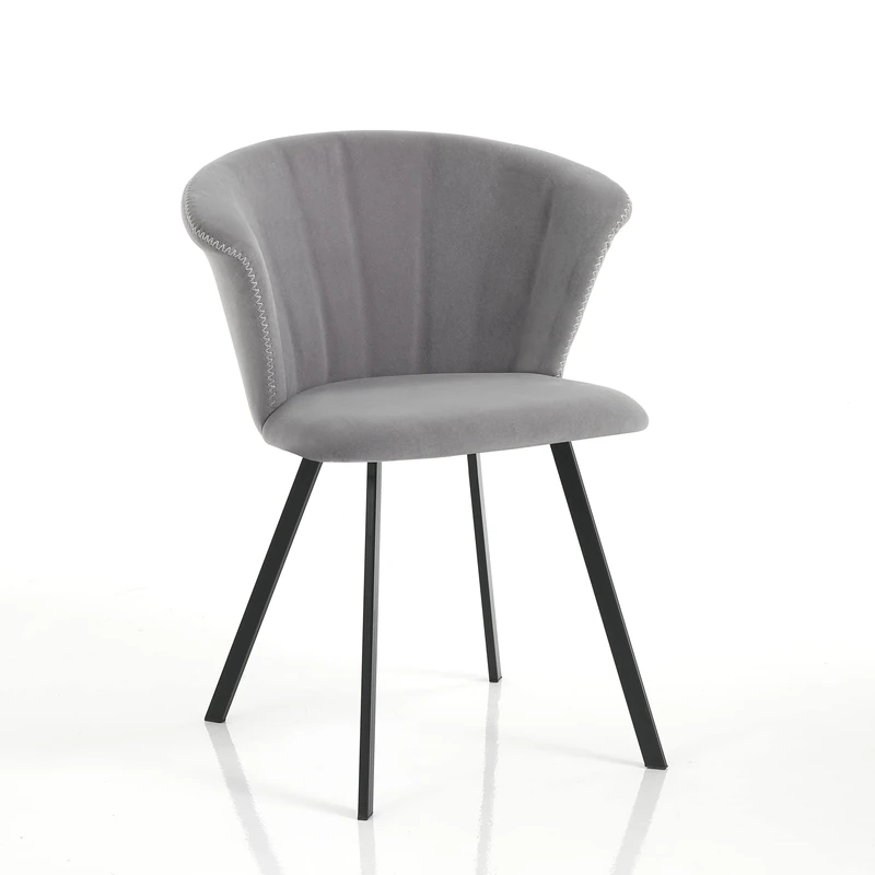 Wink Design Nora Grey Set of 2 Chairs Chair, Grey, Matt Black, 62x56xH79 cm
