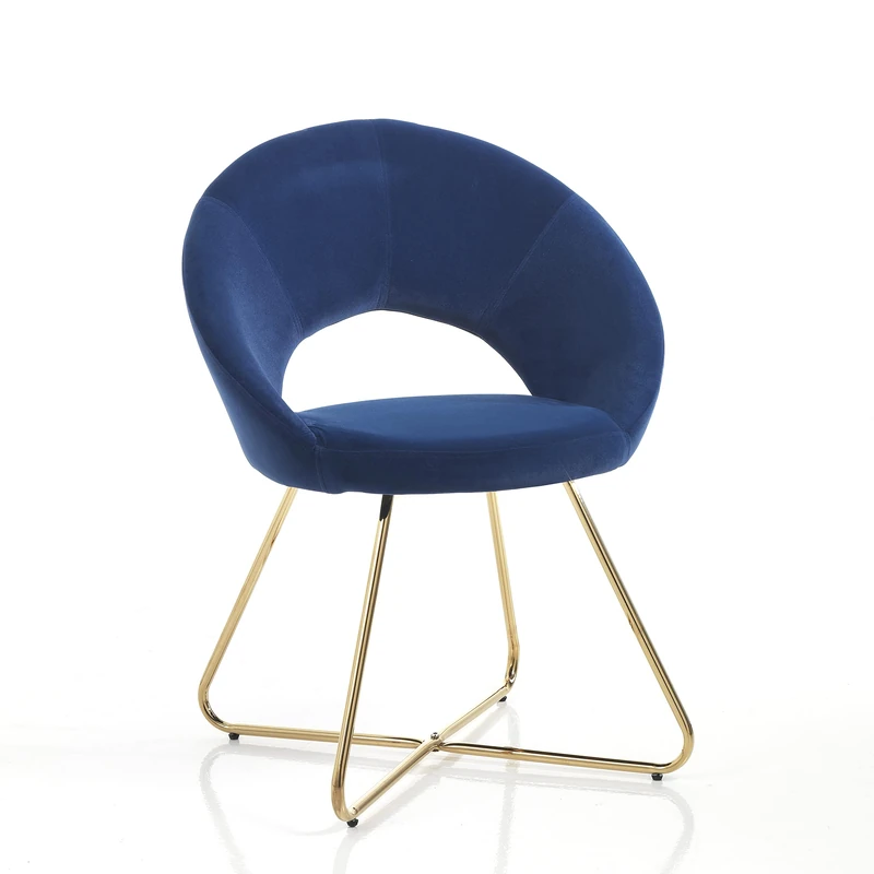 Wink Design Eden Blue Set of 2 Chairs Chair, Blue, Polished Gold, H82x64x56 cm