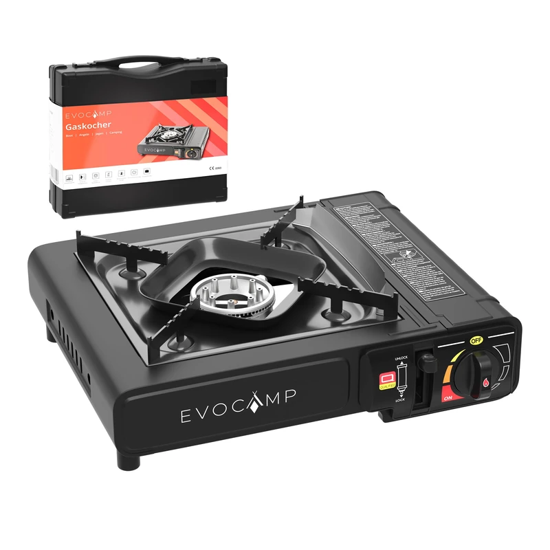 Single Burner Gas Stove with Piezo Ignition, Portable Outdoor Cooker for MSF-1a 227g Gas Canisters, Camp Stove with Carrying Case - Ideal for Camping or Hiking