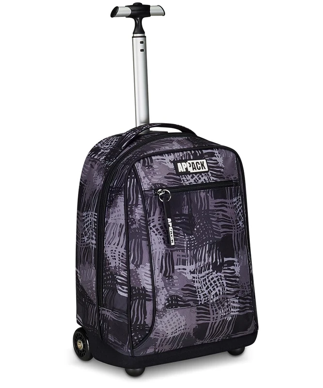 Appack Trolley 2 in 1 School Bag with Wheels, Backpack with Trolley Function for Kids from 1st Class for School, Travel, Girls & Boys, black, standard size, School - Image 1