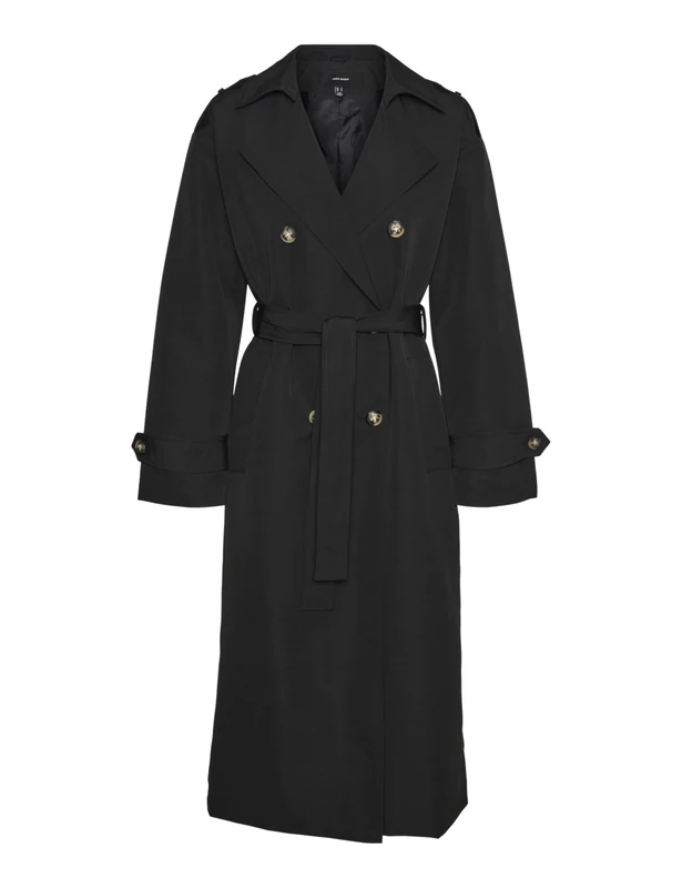 VERO MODA Women's Vmchloe long trench coat, black, XL