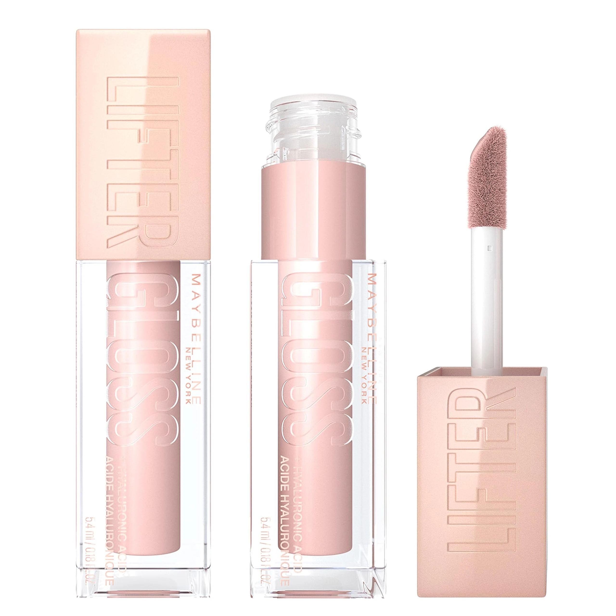 Maybelline New York Lifter Gloss, Plumping & Hydrating Lip Gloss with Hyaluronic Acid, Shade 002 Ice, Duo Bundle